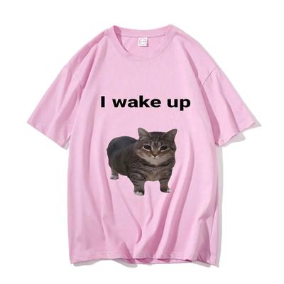 100% Katoen Schattige Kat L Word Wakker T-shirts Grappig Cool Klassiek Heren/Dames Kleding Harajuku Esthetisch T-shirt Vintage Unisex Streetwear Tees