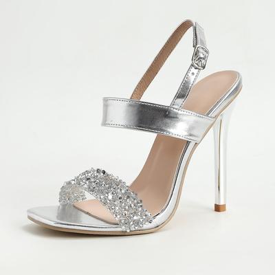 Elegant 11cm Super High Heels Women Sandals Fashion Rhinestone Thin Heel Peep Toe Sandals Temperament Simple Lady Shoes