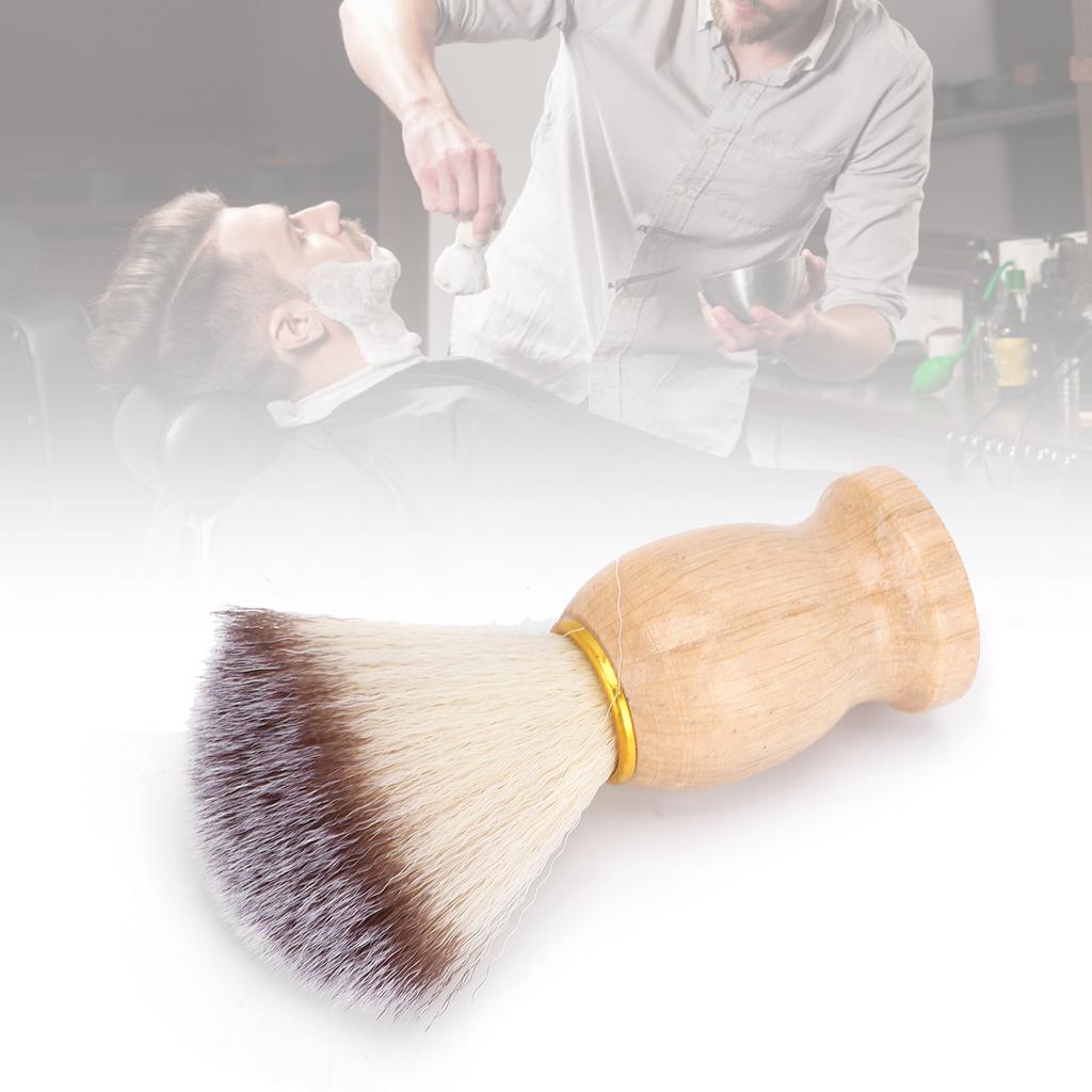 Men's Shaving Brush Soft Nylon Wool Solid Wood Handle Facial Beard Cleaning Grooming Shave Tool