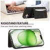 For iPhone 16 Phone Case Tri-Fold Wallet Kickstand PU Leather+TPU Back Cover