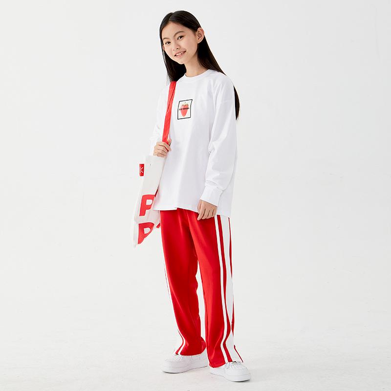 DK Kids' Retro Contrast Wide-Leg Pants – Autumn Casual Sportswear for Girls & Boys