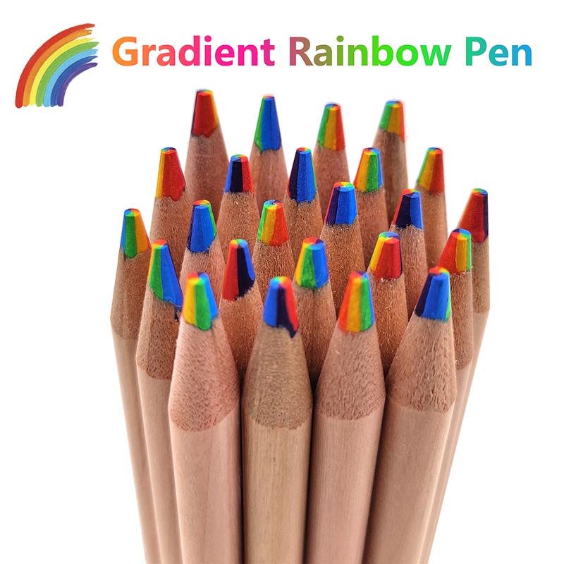 2Pcs 7 Colors Gradient Rainbow Pencils Adults Jumbo-Colored Multicolored Pencils For Diy Graffiti Art Drawing Coloring Sketching