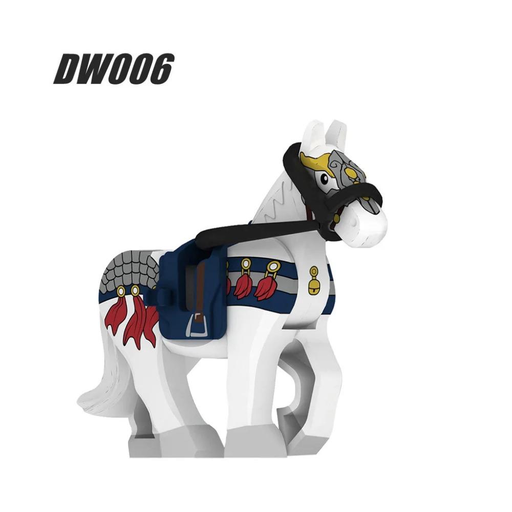 Militära Medeltida Byggklossar Soldatfigurer Riddare Utrustning Djurtillbehör Fäste Rüstning Krigshäst Miniklossar MOC