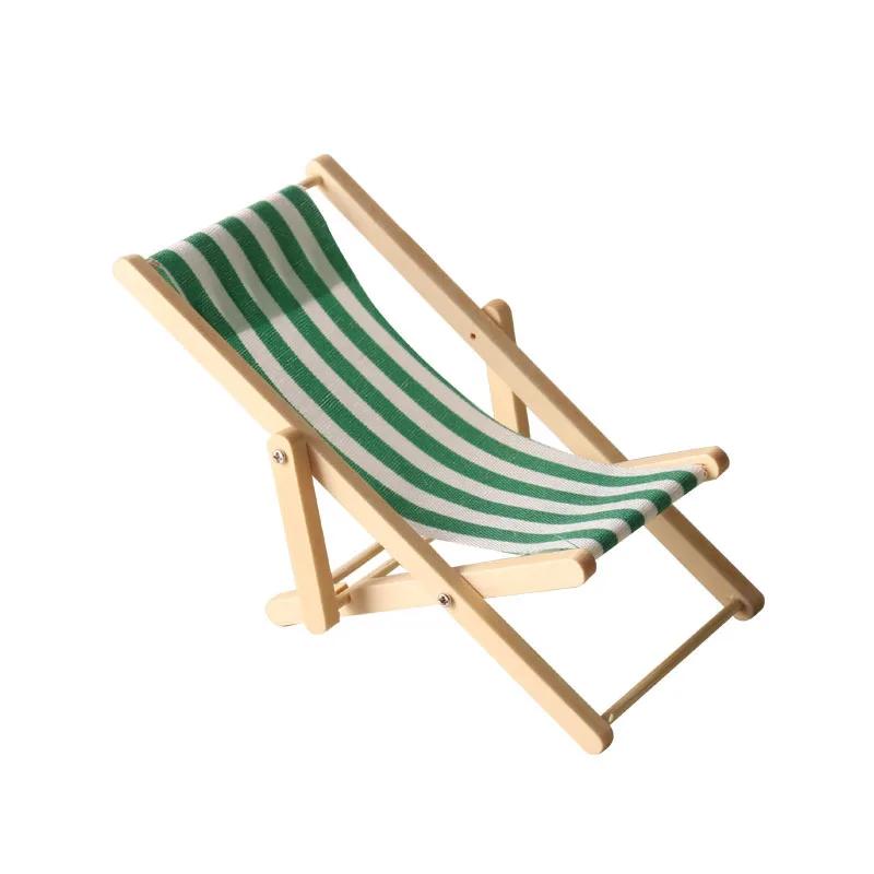 1:12 Mini Wooden Beach Chair Miniatures Home Scene Furnishings Emulational Furniture Model Dollhouse Home Decoration Play House