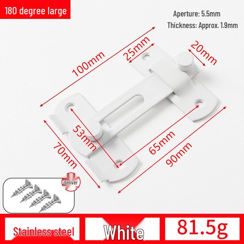 90° Anti-Theft Bathroom Sliding Door Latch Clasp with Old-Fashioned Hinge Bolt