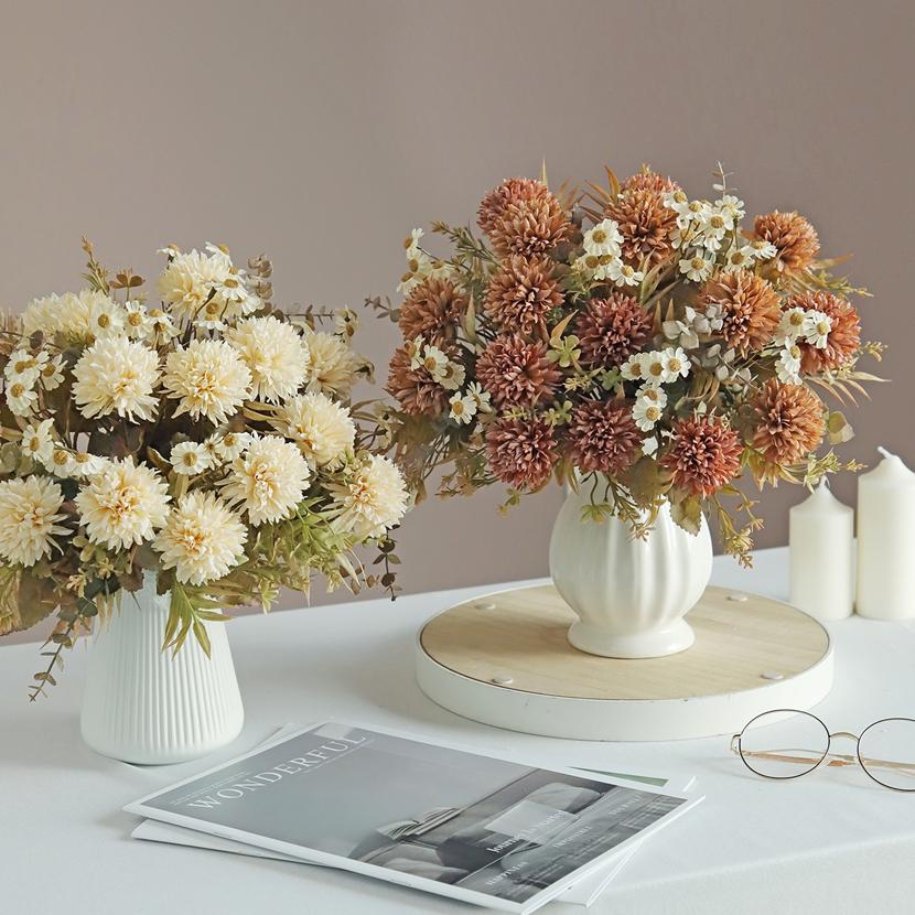 1/3Pc Silk Chrysanthemum Artificial Flower Diy Wedding Home Christmas Room Decoration Bridal Bouquet Table Vase Photography Prop