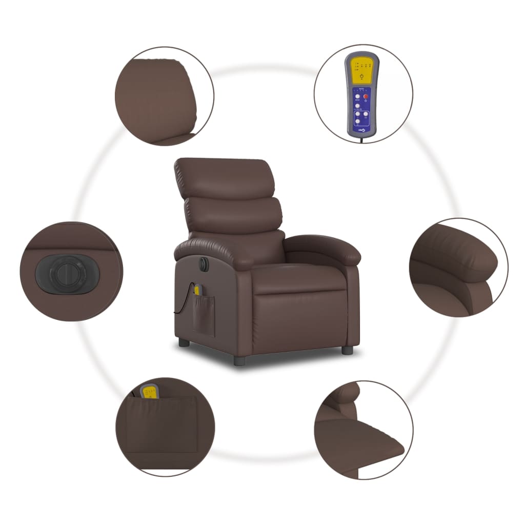 Electric Massage Chair Brown Faux Leather