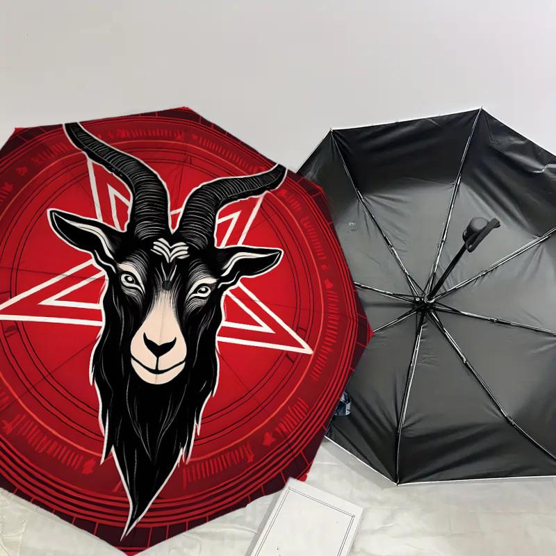 1pc Baphomet Symbol Umbrella with Plastic Handle,Suitable for All Seasons Home Travel Outdoor UmbrellaDD1308