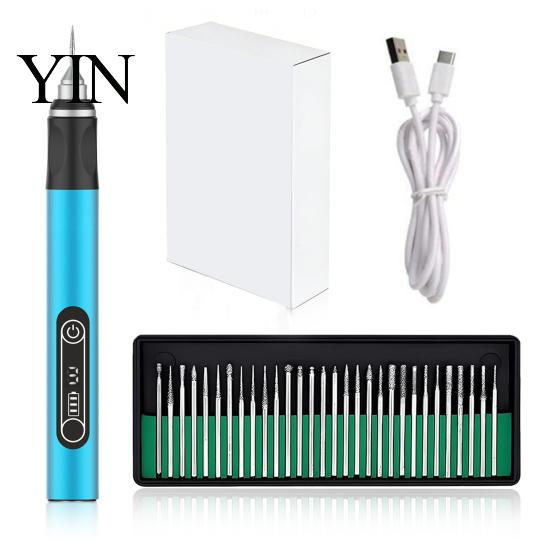 Small Polishing Machine for Metal Cordless Engraving Machines Pen with Bits, USB Rechargeable Mini Electric Engraver Etching Machines, Adjustable
