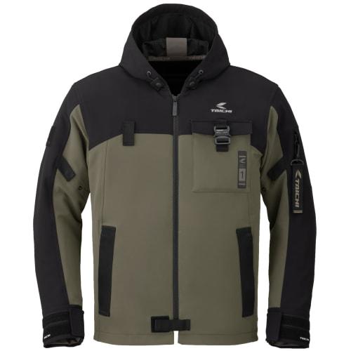 RS TAICHI Bike Wear Riding Jacket Spring/Summer Breathable Quick Dry Water Repellent Stretch Built-in CE Protector Hood Can Be Fixed Quick Dry Parka R