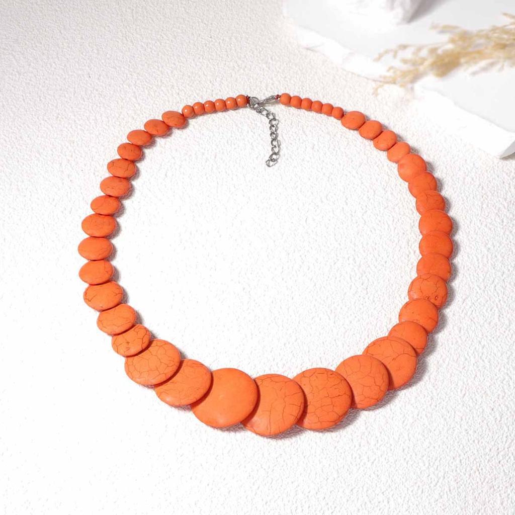 Bohemian personality trend vintage colored turquoise beaded necklace disc multicolor optional women's sweater chain