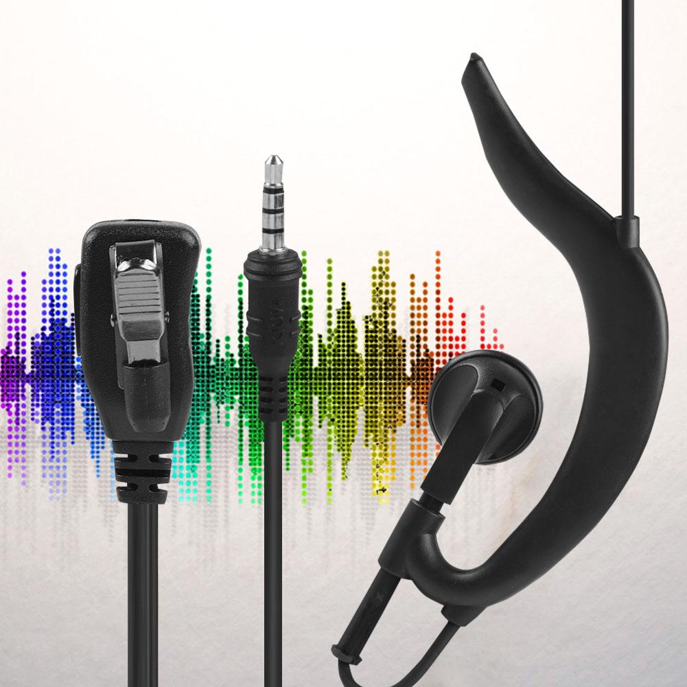 3.5mm Earhook Earpiece with PTT Button MIC Speaker Single Earphone for Wakie Talkie