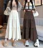 Damen Frühling/Sommer Spitze Cord Falten Midi Rock
