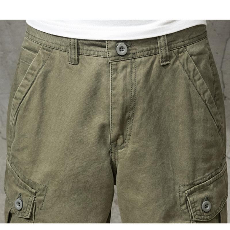 Summer Men Fashion Pockets Cargo Shorts Loose Solid Casual Five Point Pants