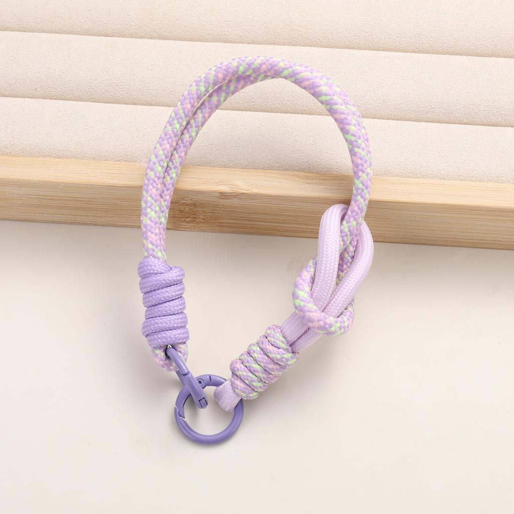 Color-blocked Double-buckle Knotted Hand-woven Short Mobile Phone Lanyard