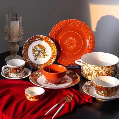 Keramický talířový set v retro stylu High-end hotelová restaurace Steakový talíř Kreativní reliéf Vynikající jídelní talíře Svatba Stolní nádobí