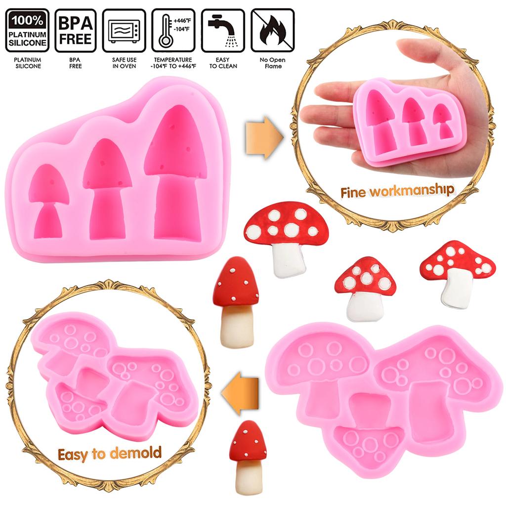 Soppsjokoladeform Soppsilikonformer Kakepyntverktøy Cupcake Topper Godteri Sjokoladegummipastaformer
