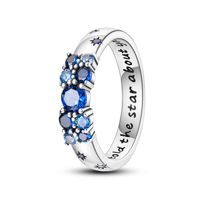 Rings 925 Silver Star Moon Colorful Sparkling Zircon Simple Rings For Women Exquisite Wedding Engagement Birthday Jewelry Gifts