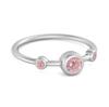 Rosa Topas Dreifach Zargenfassung Damen Ehering - 925 Sterlingsilber