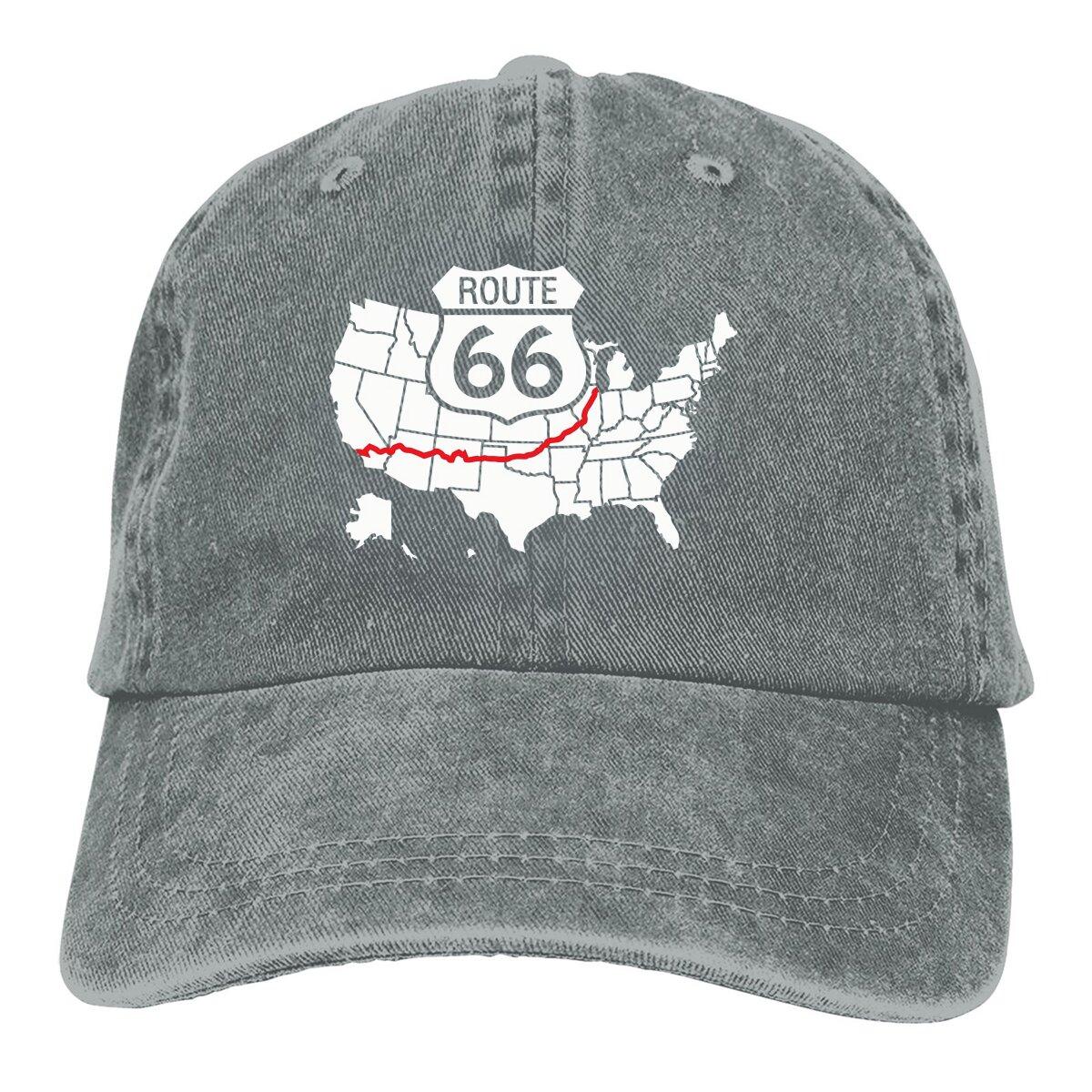 Washed Unisexs Baseball Cap Map of the United States Trucker Snapback Caps Dad Hat Route  Golf Hats One Size