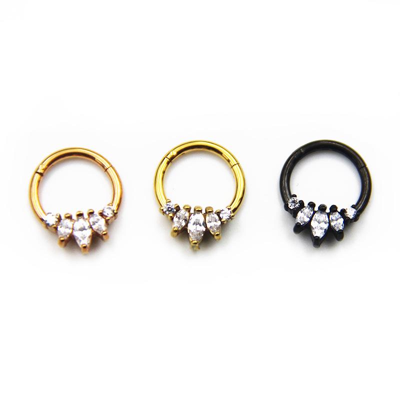 316L Stainless Steel Zircon Crown Nose Hoop Jewelry
