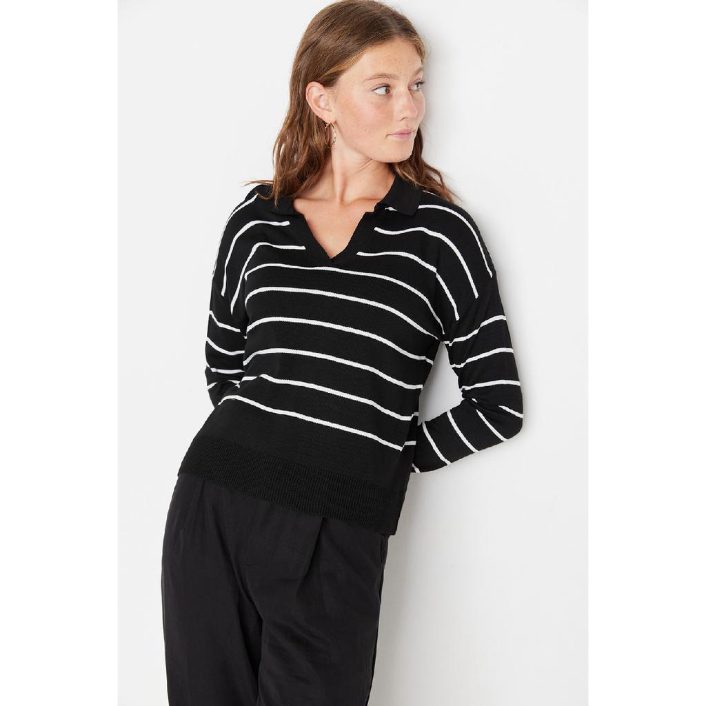 Navy Blue Striped Knitwear Sweater Twoaw22kz0735