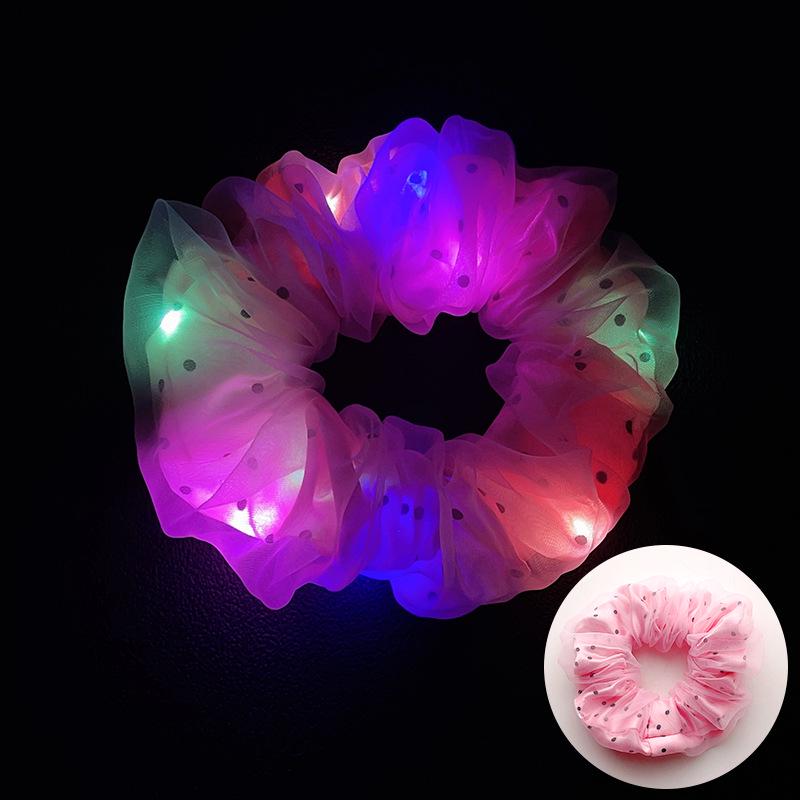 LED Işıklı Parlak Saten Noel Saç Tokası - Amerikan ve Avrupa Stilleri için Kalın Bağırsak Scrunchie Saç Aksesuarı