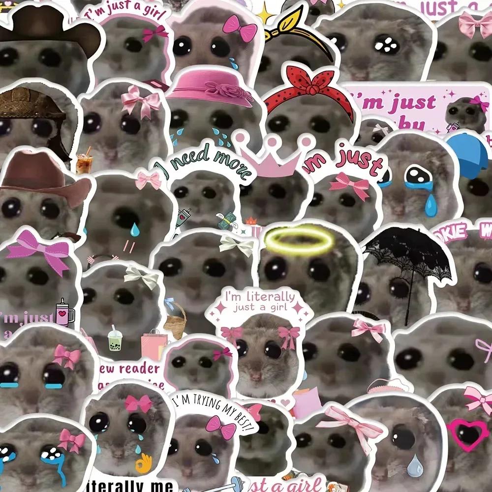 56pcs Sad Hamster Meme Room Decor Wall Art Stickers DIY Kids Notebook Luggage Motorcycle Laptop Refrigerator Decals Graffiti