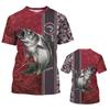 Fish T-Shirt For Men Fishing Graphic Tee 3D Print Short Sleeve Tees Casual T Shirt Oversized Men's Clothing Tops Summer 2024 New