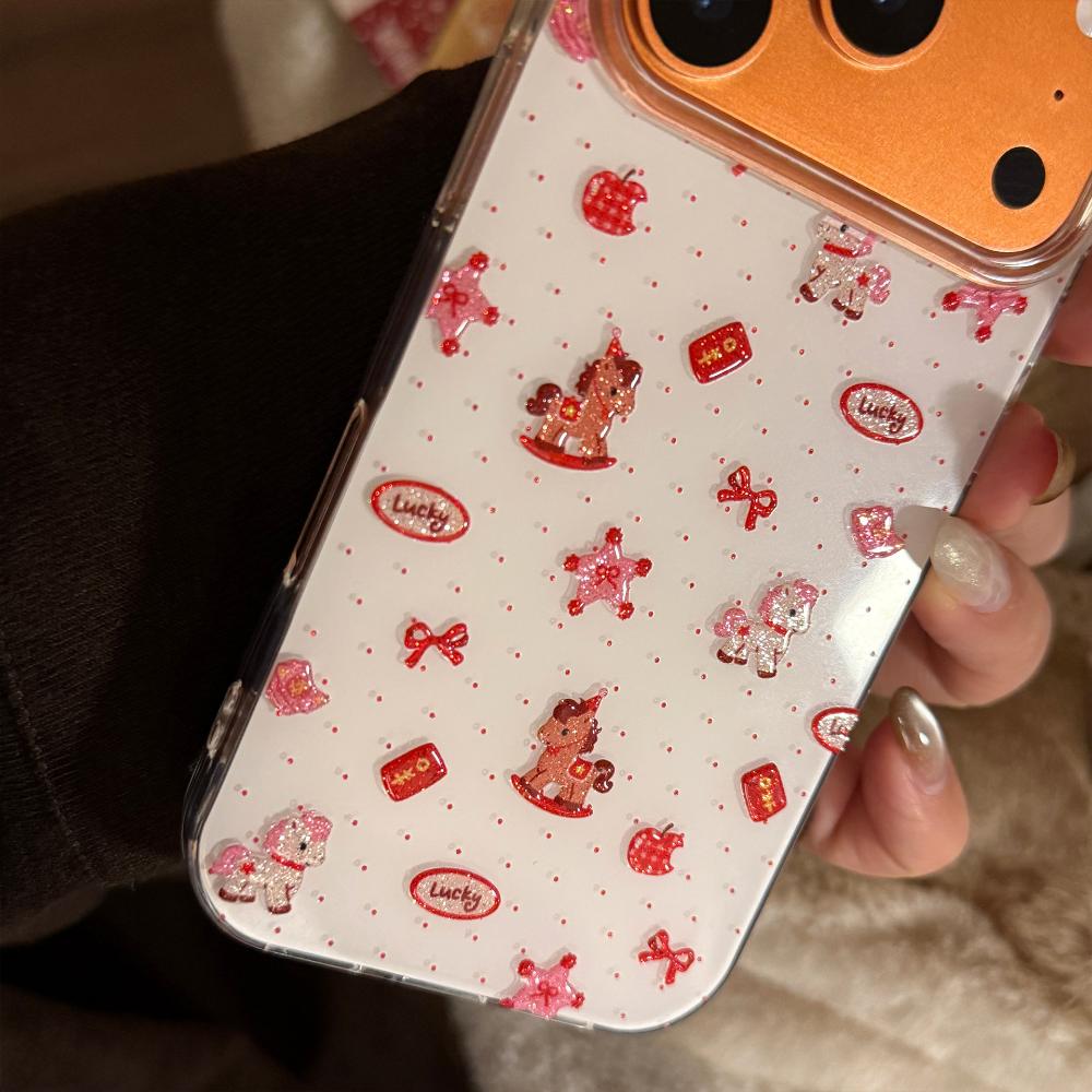 Glitzerndes Neujahr Rosa Pony Cartoon Beliebte Handyhülle für Apple iPhone 17, iPhone 16 Pro Max