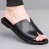 Herren Schwarz Leder Hausschuhe Handgemacht Einfache Flache Schuhe Sommer Orange Römische Sandalen Offene Zehen Strand Schuhe Übergröße