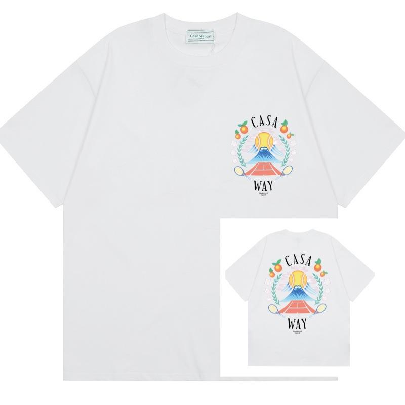 Grenzüberschreitend auf Lager exklusiv Casablanca Doppelgaze reine Baumwolle Unisex T-Shirt Hip-Hop lässig Kurzarm locker Rundhals