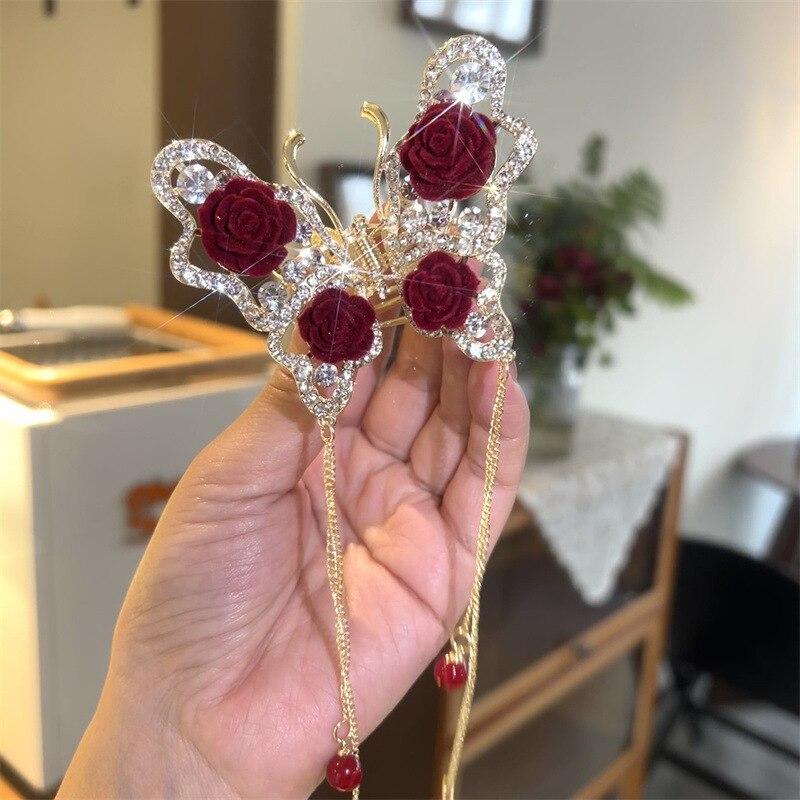 

Красная роза заколка для волос в виде пучка головной убор женская голова высококачественная заколка для волос в виде половины акулы нежная заколка для волос в виде бабочки