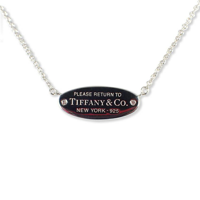 

[Used] TIFFANY/Tiffany 925 Oval Tag Mini Diamond Pendant/Necklace/g479-10