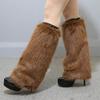 1 Pair Women Imitation Fox Fur Leg Warmers Solid Color Elastic Furry Boot Covers Knee-length Long Socks Fashion Accessories