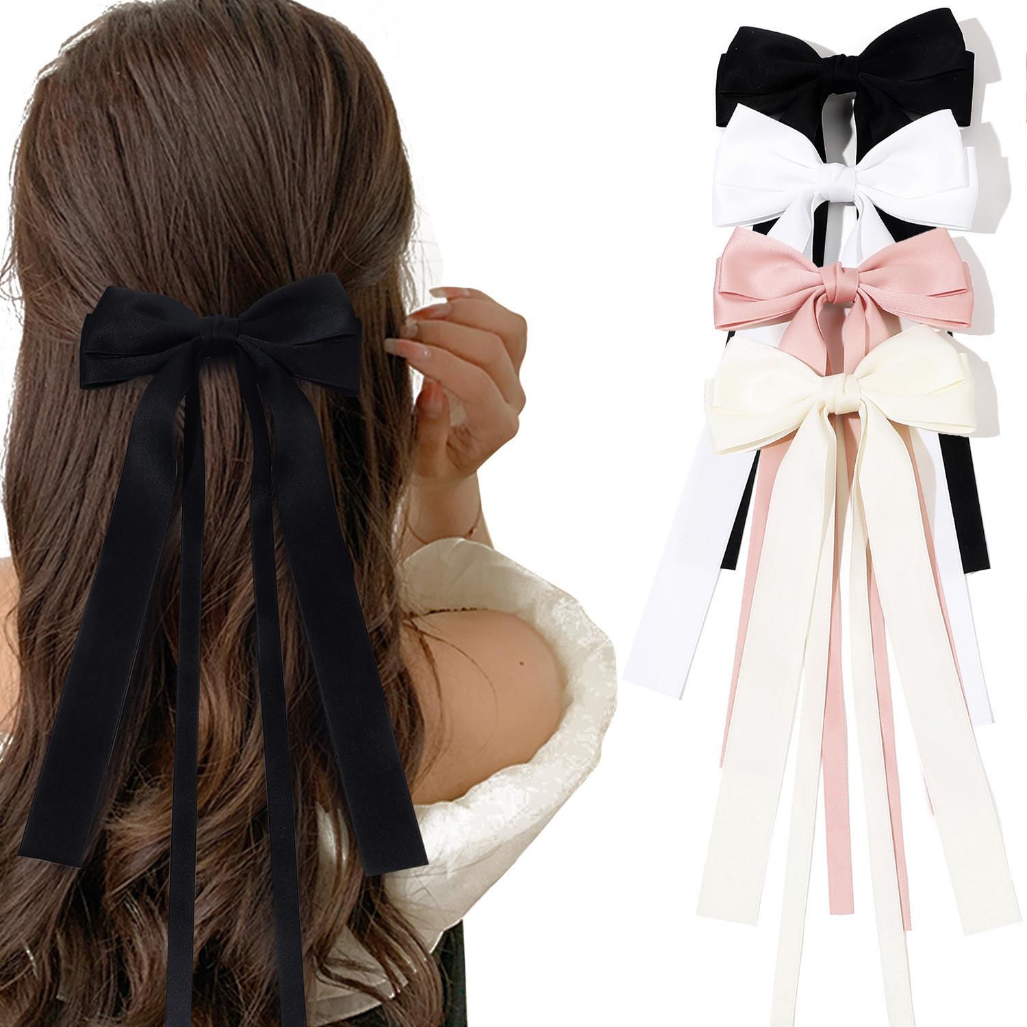 

Korea Elegant Long Ribbon Bow Hairpins Women Girls Hair Clip Bobby Pin Bowknot Barrettes Accessories Hairclip Headdress Headwear 31.5x12.5 cm