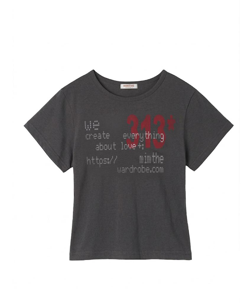 Mimdeowodeulobeu 313 Printed Crop T-Shirt_Charcoal
