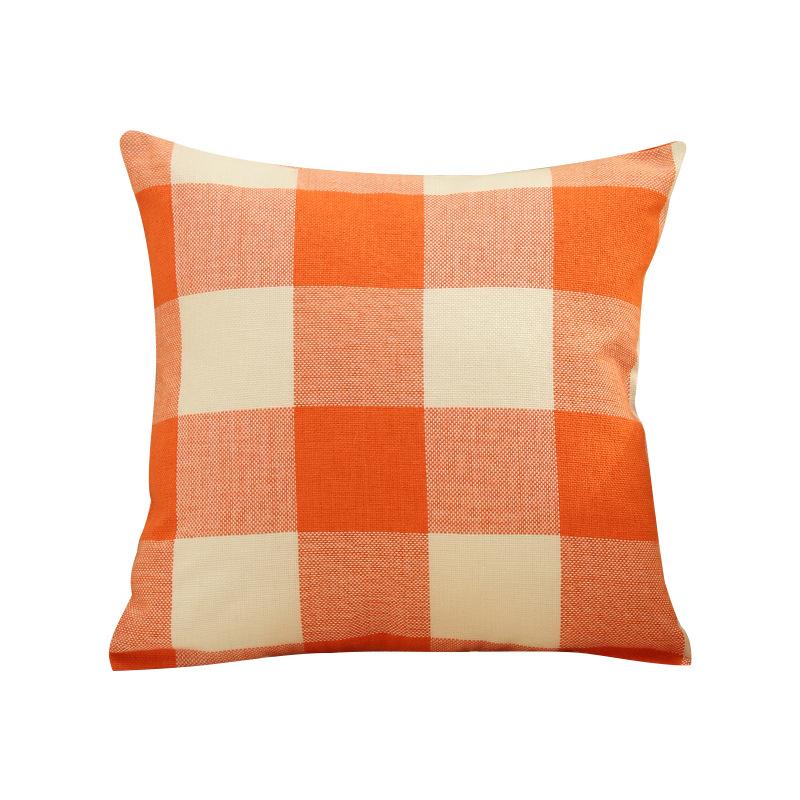 New Plaid Sofa Pillow Case Simple Home Classic Contrasting Color Pillow Ins Style Linen Bedside Pillow
