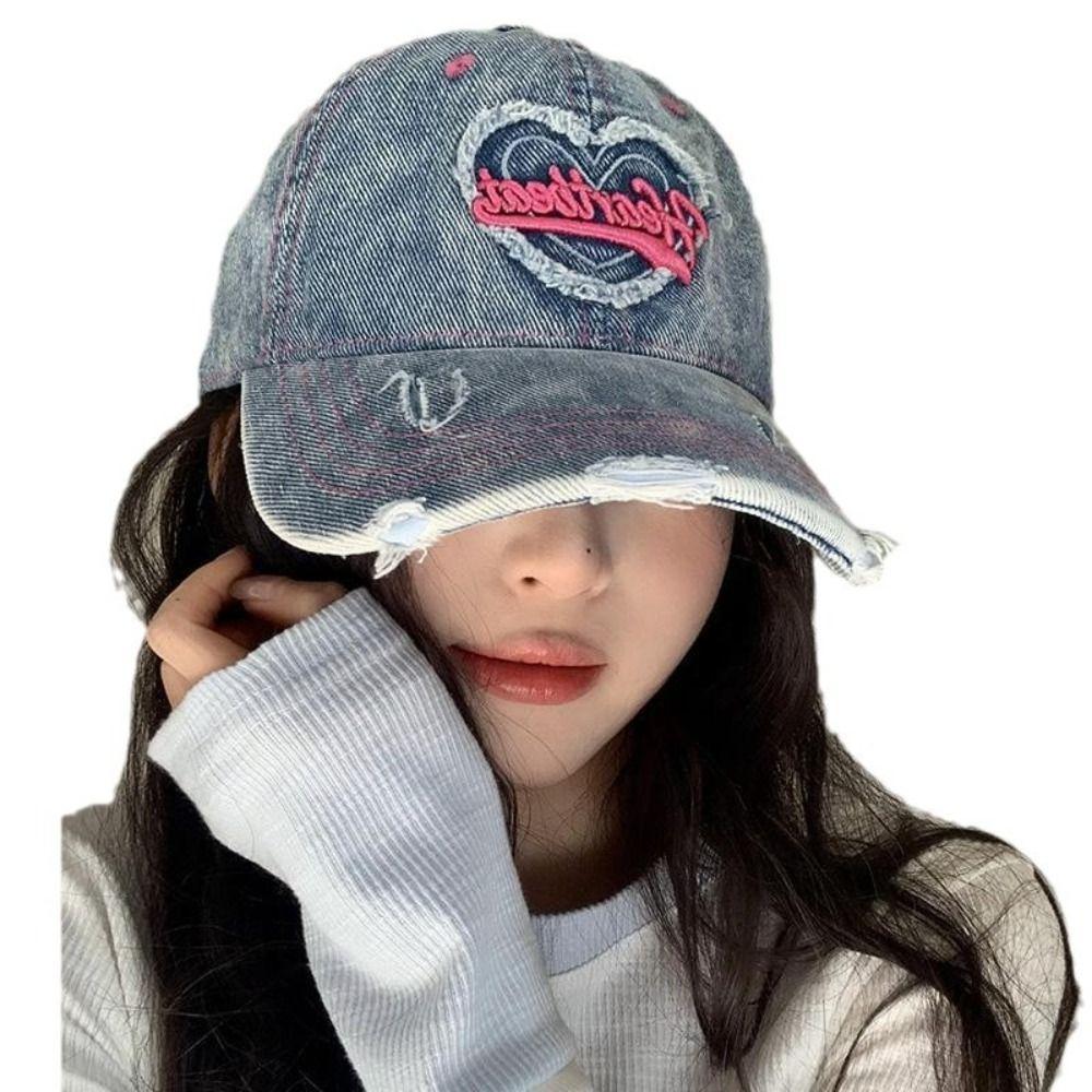 Wide Brim Baseball Cap Denim Denim Hat Fashionable Duckbill Cap for Women Girls
