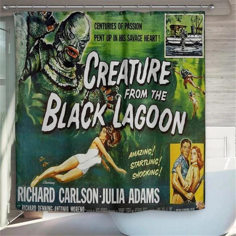Creature From The Black Lagoon Horror Movie Monster Film Retro Shower Curtain Bath Decor Christmas Gift 90X180cm