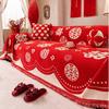 Chinese-Style Wedding Sofa Throw Blanket Full Coverage Anti-Cat Scratch Pet-Proof Non-Slip Fluffy Sofa Blanket Living Room Mats