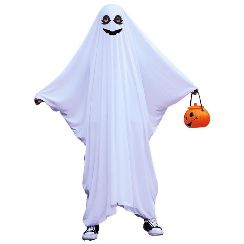 Halloween Geisterumhang Kostüm Kinder Erwachsene - Weiß Gruselig Kostümparty Cosplay Schulaufführung