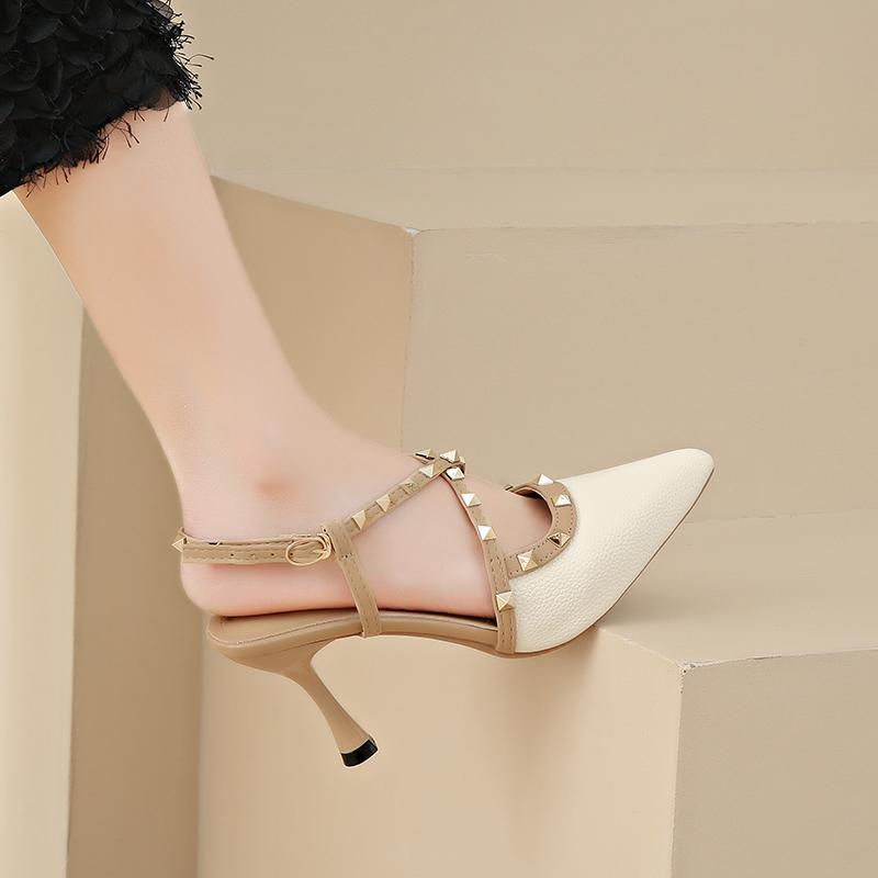 women's shoes sandals Summer luxury Brand Woman 2024 trend Ankle Strap Sexy Party Classic Rivets High Heels Ladies Shoes women