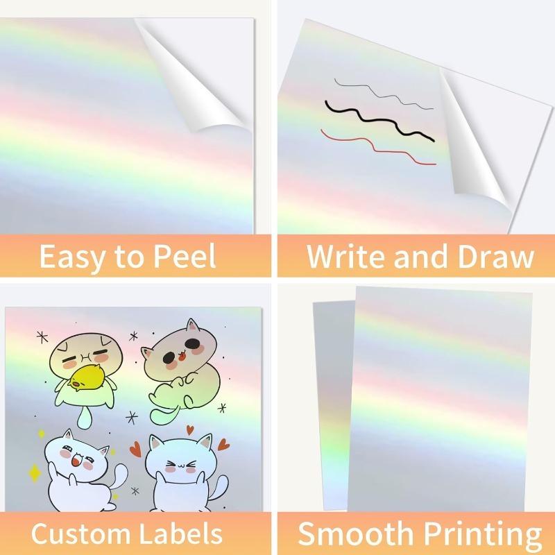 A4 Inkjet Sticker Paper Holographic Diamond Vinyl Waterproof Self Adhesive Printable Sheets Craft Label Decal Printing Supplies