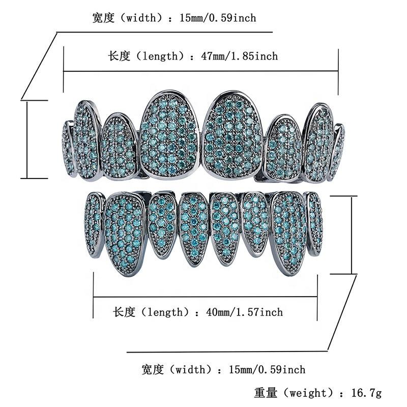 Bling Bling Rainbow CZ Zircon Paved Teeth Grillz Colorful Ice Bars Top Bottom Hip Hop Body Jewelry for Weddings