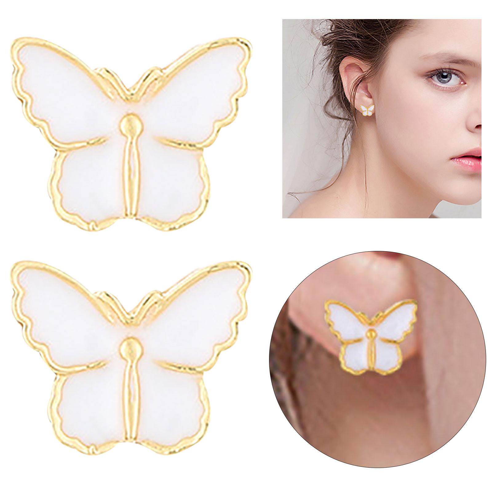 

Korean Fashion White Butterfly Small And Exquisite Student Ladies Earrings