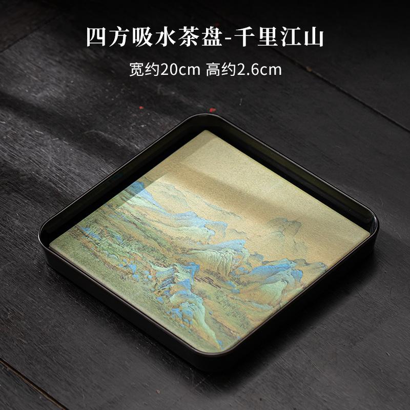 

Китайская каллиграфия, впитывающая воду, быстросохнущая, небольшой поднос для чая, горшок для сухого заваривания, чайная доска, аксессуары для чайного сервиза в стиле кунг-фу