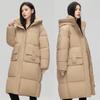 Womens Thick Warm Cotton Padded Coat Mid-Length Hooded Winter Jacket Loose Fit Casual Style
