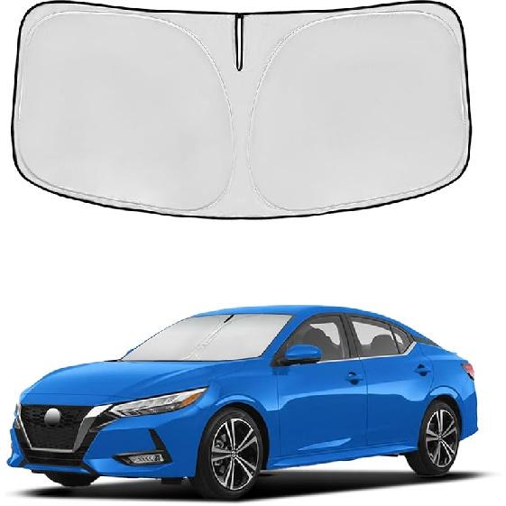 Windshield Sun Shade For Mazda 3 2014-2018 Double Layer 240T Front Window Shade Fit Mazda 3 Sun Visor Foldable Shade Blocks UV Rays Summer Must Have
