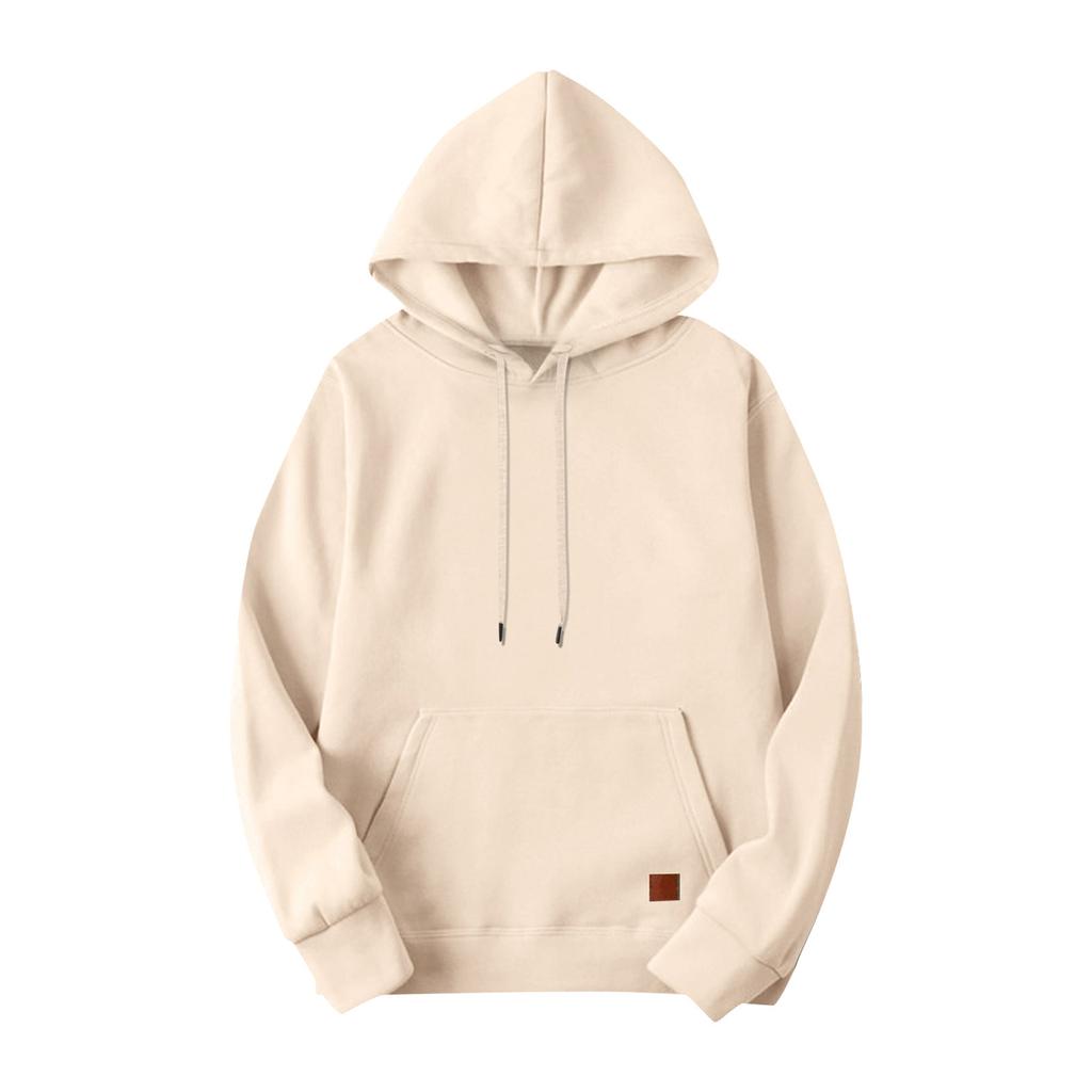 Men's Color Hooded Pullover Long Sleeve With Pockets Casual Sports Sweatshirt